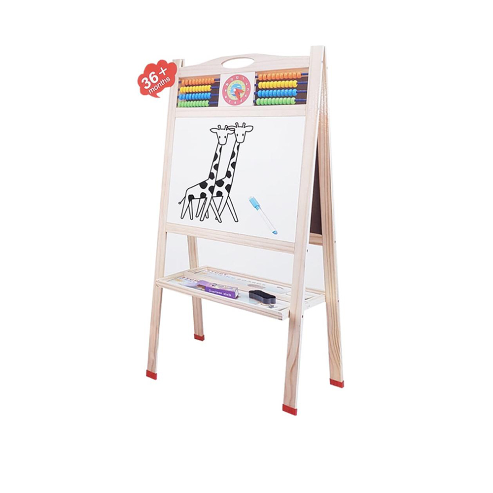 Tabla educativa din lemn, 2 fete, pe care se poate scrie atat cu creta si marker, UNV-H03-TB